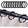 JOZMMZEOOA Anelli per Tende,100 Pezzi Aprire Anelli Gancio Tenda Diametro Interno 40MM Tenda da Doccia Anelli Tende Tondi PVC Tira Senza Intoppi,per Clip in Metallo per Tende E Aste per Tend(Nero)