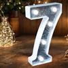JEMESI Luce a LED con Numero - Numero Luminoso Argento con Glitter Perfetto per l'uso come Luce Notturna o per Matrimonio, Festa di Compleanno, Decorazione Domestica (Numero 7)
