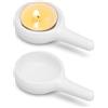 Agatige Portacandele Tealight da 2 pezzi, supporto per bruciatore di cera con cucchiaio in ceramica da 4 pollici con manico per diffusore di aromaterapia con fragranze di oli essenziali (Bianco)
