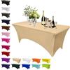Mienocol Tovaglia in spandex color champagne, 1,8 m, elasticizzata, rettangolare, lavabile, universale, per patio, cucina, eventi, matrimoni, cocktail bar, mostre, banchetti, feste