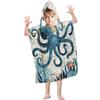 JORAKI Telo Mare Poncho, Poncho Surf Microfibra Poncho da Bagno con Cappuccio Asciugamani da Bagno con Stampa Animalier Oceano Accappatoio ad Asciugatura Rapida per Ragazze Ragazzi 0-8 Anni
