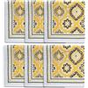Encasa XO Set di 6 tovaglioli da tavolo da pranzo | giallo - 3 blocchi stampati in tela di cotone tovagliolo - 45 x 45 cm | stampa a mano Jaipur Sanganeri