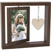 UOCAI Cornice portafoto in legno, 10 x 15 cm, per foto fai da te, personalizzata, su entrambi i lati, in legno, girevole con ciondolo a cuore, regalo di compleanno (marrone)