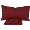 AUES Home Set Completo Lenzuola, 100% Cotone, Made in Italy, Tinta Unita, per Letto (Bordeaux, Singolo 1P)
