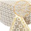 ANRO Tovaglia cerata, lavabile, effetto pizzo, 180 x 138 cm, motivo: fiori dorati, lavabile