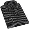 Vsadsau Camicia da uomo a maniche lunghe a righe Slim Fit Business Camicia casual, 02-Nero., XXXXXL