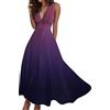 Generisch Abito Scollo a V Donna Scollo a V Formale Senza Maniche Abito Lungo Gradiente Cerniera Sciolto Swing Abiti Senza Spalline Abito Scollo A V, Lilla, L