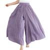 Angel ZYJ Pantaloni Estivi da Donna Pantaloni Lino Donna Gamba Larga Leggeri Comodi Vita Alta Pantaloni Yoga Dance Jogging Pantaloni (M, Viola Chiaro)