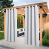 PONY DANCE Tende da Esterno con Anelli Tenda da Sole per Esterno Tenda Balcone Impermeabile Tende Termiche Tenda Gazebo Idrorepellente 2 Pezzi 132x274 CM, Bianco Grigiastro