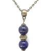 ThurColas Collana donna con pendente pietra naturale 10 mm - stile boho etnico vintage - catena bronzo antico - gioiello artigianale (Lapislazzuli)