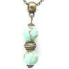 ThurColas Collana donna con pendente pietra naturale 10 mm - stile boho etnico vintage - catena bronzo antico - gioiello artigianale (Diaspro verde)