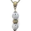 ThurColas Collana donna con pendente pietra naturale 10 mm - stile boho etnico vintage - catena bronzo antico - gioiello artigianale (Pietra lavica grigia)