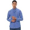 Tommy Hilfiger Uomo Camicia Flex Poplin Nautical in Cotone, Multicolore (Wedge Blue/Optic White), L