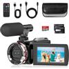Caupureye Videocamera 4K 48MP Camcorder per YouTube, 21X Zoom Digitale Videocamere, Schermo Rotante 270° 3 Vlog Camera, Video Camera con Scheda TF da 32 GB, Cavo HDMI, Mic, Telecomando, 2 Batterie
