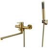 HomeLava Rubinetto per vasca da bagno con doccetta, rubinetto per vasca da bagno miscelatore monocomando con tubo doccia da 1,5 m, colore: oro spazzolato