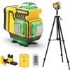 cjumel Livella Laser Autolivellante 4 X 360°, 4D 16 Linee Verde Livello Laser Professionale Multifunzionale Livella laser con 1.6 M Treppiede, Batteria 5400mAh, Telecomando