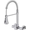 HURRAN Rubinetto Cucina a Muro, Rubinetto Lavello Cucina con 3 Modalità di erogazione, Rubinetto Girevole Monocomando a 360° in Acciaio Inox, Cromo