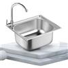 TAIYANYU Lavello da cucina piccolo, lavello in acciaio inox a ciotola singola, fondo e dispositivo di drenaggio incorporato, ribaltabile, con morsetto tubo di scarico