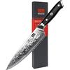 SHAN ZU Coltello da Cuoco Coltello da Cucina in Acciaio Damasco 20cm, Coltelli da Cucina Professionali Affilato ad Alto Tenore di Carbonio Super Acciaio 67 Strati con Manico G10