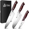 DDF iohEF Set di coltelli da cucina, 3 pezzi, set di coltelli da cucina affilati, coltello Santoku, coltello da chef professionale, coltello da ufficio in acciaio inossidabile