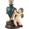 DRW Candelabro Angelito Resina Dipinto a Mano 18x18x27 cm