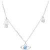 Mystic Jewels - Collana argento Hamsa, occhio turco con zirconia cubica regolabile, con sacchetto regalo, 40+4 cm, argento