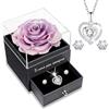Yamonic Rosa Eterna Regalo Donna,Rosa Stabilizzata con Collana Argento 925 Donna, Idea Regalo per Lei,Ti Amo per Sempre,Regalo San Valentino per lei,Regalo Donna Natale Compleanno Anniversario