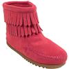 Minnetonka Double Fringe Side Zip - Stivaletti Unisex - Bambini, Rosa (Pink), 26/27 EU
