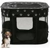 Floving Recinzione portatile per animali domestici, 90 x 70 x 60 cm, pieghevole, rettangolare, per sala di consegna, cuccia per gatti e cuccioli, tenda chiusa per animali domestici (Nero)