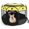 Peelanmall Scarico pieghevole per cuccioli, per cani e gatti, 74 x 74 x 43 cm, recinto per gatti per esterni e interni, tessuto Oxford, per cani, gatti, conigli, piccoli animali (giallo)