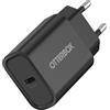 OtterBox Standard EU Caricatore murale 20W USB-C PD, carica rapida per Smartphone e Tablet, resistente a cadute, robusto, ultra durevole, Nero