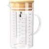 Aevcvok Brocca Dosatrice in Vetro 1000ML - Caraffa Graduata 1 Litro, Barattoli Vetro con Coperchio con Scala Precisa, Barattolo Misurino con Coperchio per la Cottura Cucina, Brocca Graduata con Manico