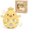 MCGMITT Palla presa Con Sonaglio - Massaggiagengive in Silicone BPA-free per Neonati, Giocattolo Sensoriale Montessori a Forma di pollo per Dentizione e Sviluppo Precoce 0-24 Mesi Bambini - Giallo