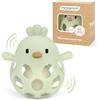 MCGMITT Massaggiagengive in Silicone con Sonaglio - Palla Flessibile da Presa a Forma di Pulcino Priva di BPA Morbida e Facile da Tenere Giocattolo Montessori per la Dentizione Bambini - Verde
