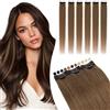 Elailite Extension Capelli Veri Clip Marrone Remy Human Hair Naturali Set da 6 Ciocche Singole con Silk Lace 40cm 40gr per Volume/Mèches (#4 Marrone Cioccolato)