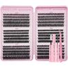 SIISTAS Kit di ciglia singole soffici, 546 ciuffetti, 60D, 80D, 100D, curvatura a D, spesse, con colla, sigillante e pinzette, per ciglia fai da te a casa (60, 80 e 100D)