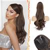 BARSDAR Marrone Scuro Coda Cavallo Extensions con Coulisse, 50cm Ondulati Pettine Clip in Coda di Cavallo Capelli Extension per Donne Naturale Ricci Sintetici Highlight Posticci Finta Capell Ponytail