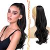 BARSDAR Ondulati Nero Marrone Coda Cavallo Extensions con Coulisse, 50cm Pettine Clip in Coda di Cavallo Capelli Extension per Donne Naturale Ricci Sintetici Posticci Finta Capell Ponytail