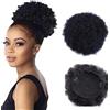 ericotry 1 parrucca sintetica afro a coda di cavallo con coulisse, capelli ricci, soffici, crespi e ricci, con clip in extension per chignon, colore nero