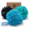 wokelai Spugna da bagno a rete, grande, 75 g, XL, per donne, uomini, bambini, scrunchie luffa, luffa, luffa, spugna in rete, per pelle liscia e setosa, accessori per il bagno, confezione da 3