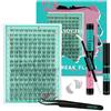 AMZGIRL LASH Kit di extension per ciglia naturali, 160 pezzi, con colla bianca e guarnizione, solvente e applicatore per colla per ciglia, kit di ciuffetti di ciglia a fascia larga invisibile (lavanda, D-Mix8-16
