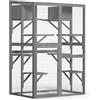 Wiltec Recinto per gatti da esterno 116 x 82 x 175,7 cm, legno, tetto in PVC, 5 livelli, recinto per gatti per giardino, balcone, rifugi