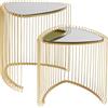 Kare Design tavolino da caffè Wire Gold (2/Set), oro/vetro, tavolino divano, triangolare, metallo, comodino, stanza da letto, sala da pranzo/d`attesa, stile moderno/linee semplici, 51x47x44cm (A/L/P)