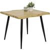 Hela Tische Gabi Tavolo da pranzo quadrato, effetto legno vivo, in materiale a base di legno, piano a nido d'ape, finiture in rovere selvatico, struttura tubolare circolare nera, 90 x 90 cm