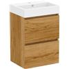 Baikal Mobile da bagno Mini. Mobile montato. 2 cassetti sospesi con lavandino. Armadio da bagno. Lavabo Ceramico. 45 cm Teka.