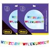 Idena 90117 - Ghirlanda di benvenuto, 2 pezzi, decorazione per compleanno, festa di compleanno per bambini