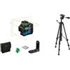 Bosch Professional livella laser a linee GLL 80-33 G (staffa LB 10, laser verde, raggio d'azione: fino a 30 m, 4 batterie da 1,5 V LR6) + Treppiede BT 150 (Altezza: 55-157 cm, Filettatura: 1/4)