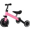 Drumm 3 in 1 triciclo bicicletta per bambini,Draisienne Bicicletta da equitazione Triciclo bambino evolutivo 1-4 anni,Manubrio regolabile,Sella regolabile,Girello,Regalo (Rosa(3 en 1）)