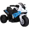 HOMCOM Moto elettrica per bambini con licenza BMW S1000 RR, 3 ruote, 6V e 2,5 Km/h, auto elettrica per bambini con effetti luminosi e sonori, moto per bambini, carico massimo 20 kg, blu