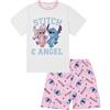 Disney Pigiama da bambina Lilo e Stitch a punto corto e angelo, bianco, 7-8 Years